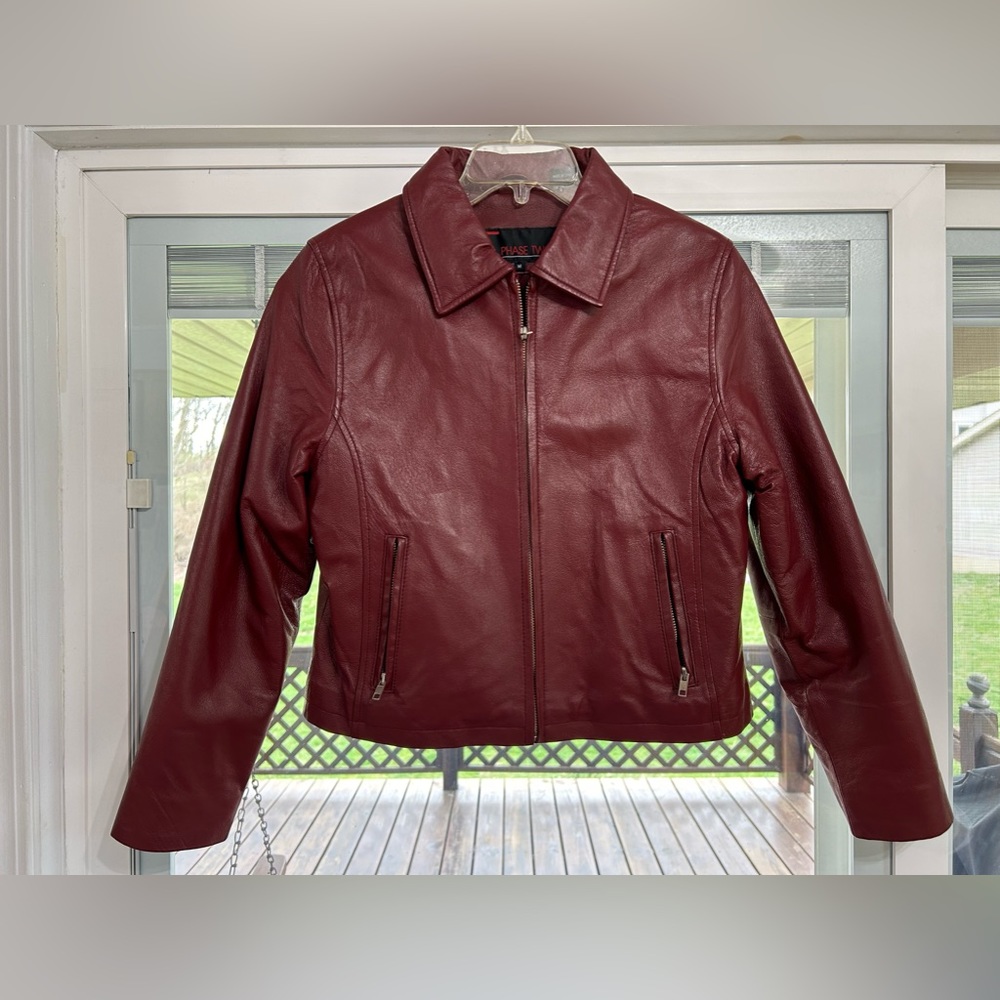Phase two Burgundy Women’s Leather Jacket Medium